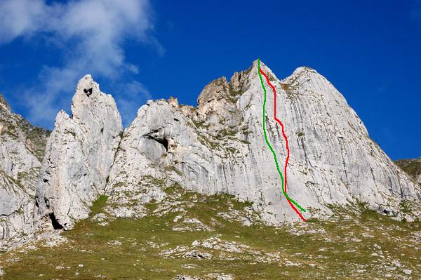 Peña del Fresnidiello: in rosso 