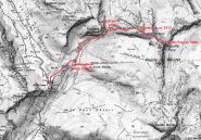 mappa IGN e via di salita alla Pointe e Aiguille Pers