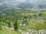 In discesa sulla bellissima conca del Dres