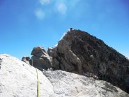 Scendendo facciamo i tiri fin dalla cresta di vetta