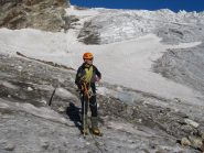 fine delle difficoltà tecniche - si noti il ghiacciaio con la traccia che si perde nel 