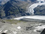 La confluenza tra i ghiacciai Pers e Morteratsch e la Boval dalla Fuorcla