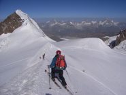 Marilù sul  Ludwigshöhe, sfondo  Lyskamm e i giganti del vallese