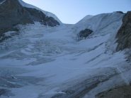 Il traverso che raggiunge la traccia di salita dal Chabod sul Laveciau
