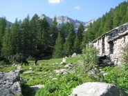 Giassit de Mouilla con sfondo le cime Andelmel, Vailet e Debat 