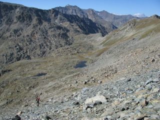 In salita sul conoide morenico del canalino finale
