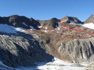 discesa verso la grueben hutte  