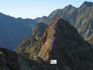 Caire Ciamberline con tracciato salita-discesa (foto del 2/10/11 scattata dalla Punta Ciamberline)