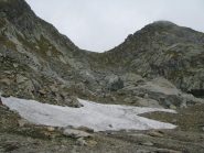 Resti del nevaio con Colle e Punta Liamau