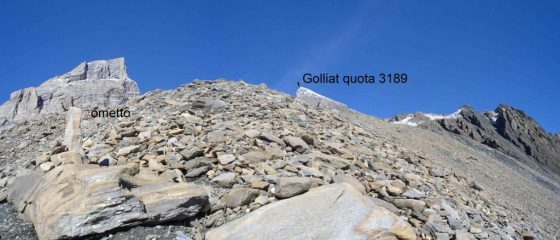 inizia la pietraia,sporadici ometti....