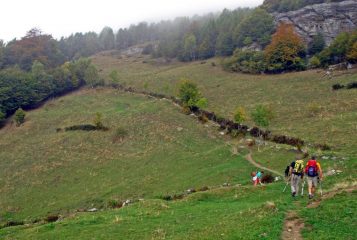 L'incrocio tra la strada e il sentiero subito dopo l'alpe Freste