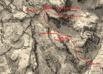 mappa IGN e tracciato della via di salita