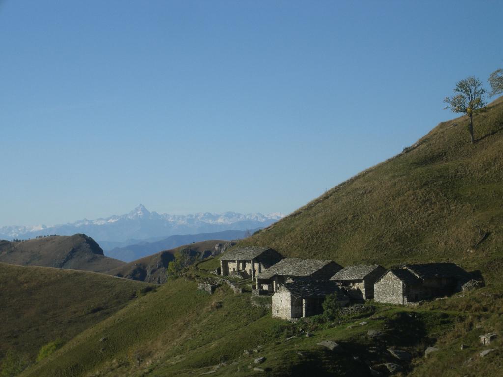 La vista spazia fino al Monviso