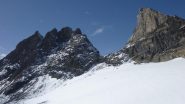 Il settore ovest delle Dents du Midi: a sinistra la Haute Cime, a destra la Dent Jaune