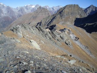 in discesa sulla cresta verso il Colle...