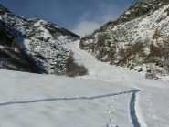 Il bel corridoio verso il colletto Crestàs-Tumlet