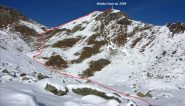il tracciato del nostro itinerario seguito nella parte alta del vallone (17-11-2012)