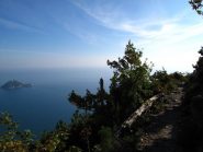 L'isola Gallinara sembra solcare il mare di fianco a noi