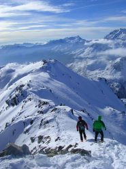 Sulla cima e il Pizzo Scalino sullo sfondo