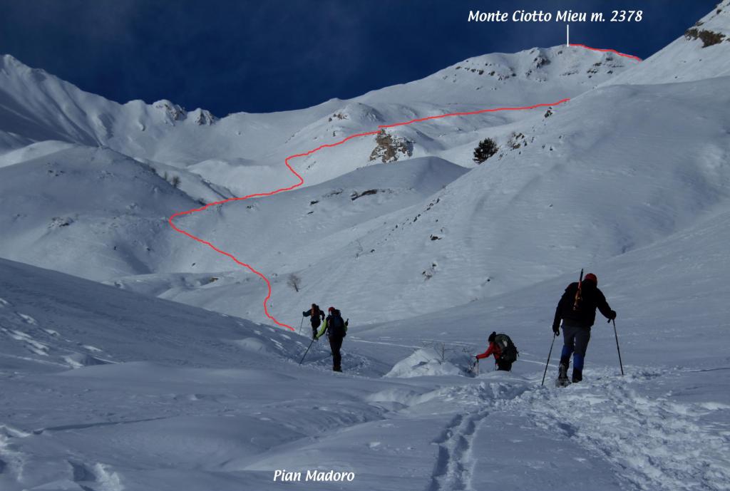 il tracciato della via di salita (8-12-2012)