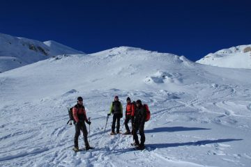 noi nel pianoro sopra il primo traverso (8-12-2012)