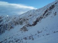 Al centro il traverso e l'uscita delicata al Pian Vadà