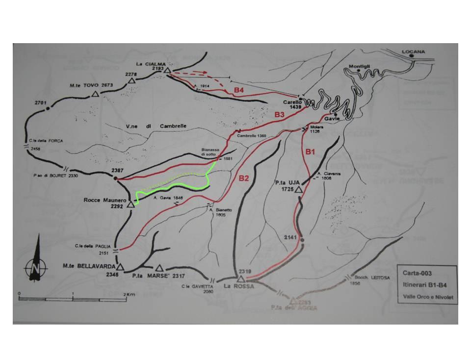 percorso evidenziato in verde