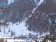 Lucia Aspetta: visibile nel canalino al centro della foto