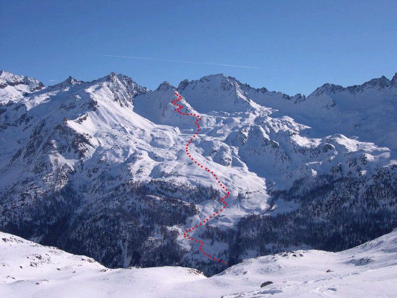 l'itinerario visto salendo all'Arp Vieille