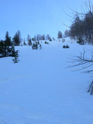 il pendio per evitare la parte ghiacciata