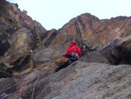 Giampi sul delicato traverso di L3 (5c)