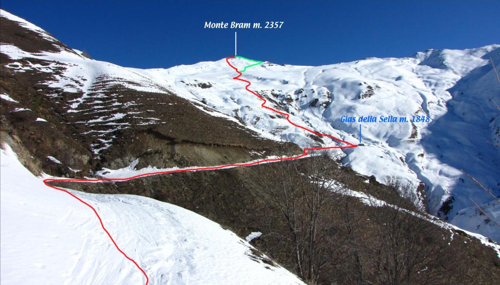 il tracciato della parte alta della via di salita