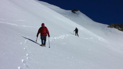un bel traverso su terreno ripido sotto la cima (9-2-2013)