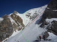 Rosso la salita,   Verde: variante di discesa