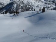 In discesa verso la Capanna Mautino