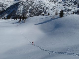 In discesa verso la Capanna Mautino