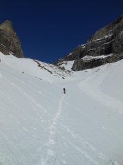 Avvicinamento al tratto più ripido del canalone 