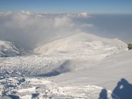 L'inizio della discesa dall'itinerario di salita