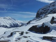 salita sulla dorsale a sx del canalone, vista sul rocciamelone