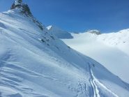 Inizio del traverso in discesa dal colle Pisgana