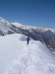 Cristiano sul crestone che porta in punta.