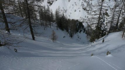 Il canale di discesa visto dall'alto