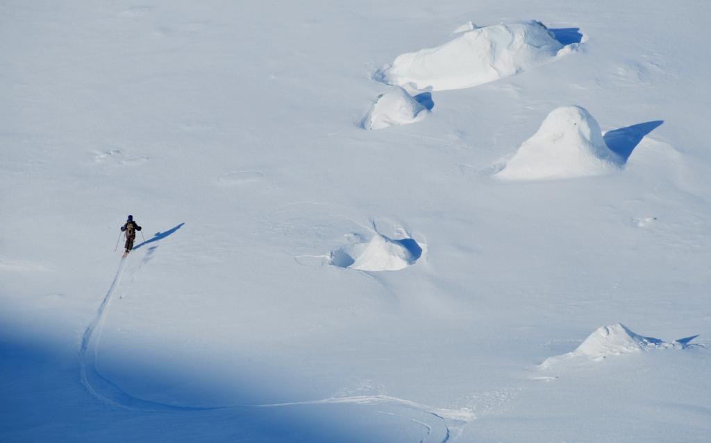 Virginia in discesa sul Rude glacier