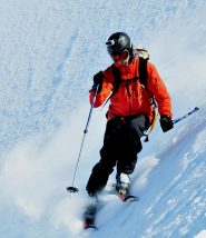 Lars in discesa dal Weiglee's, Rude Glacier