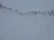 il pendio finale con il punto di arrivo sotto le rocce