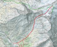 In rosso discesa su Egga, con eventuale uso di interpoderale a Homattu