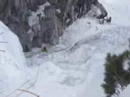 Paolo in alto sulla goulotte