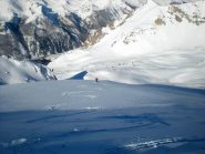 Primi metri di discesa dal Viraysse  