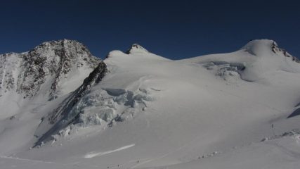 Vista su Dufour, Zumstein e Gnifetti dal colle del Lys
