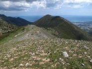 Il crinale di salita, dietro il Pesalto e alla sua sinistra l'incassata Valle Ibà col Rio Torsero